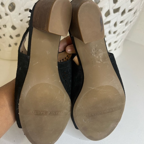 FRANCO SARTO Black Leather Perforated Slingback Block Heel size 9 NWT - Picture 5 of 6